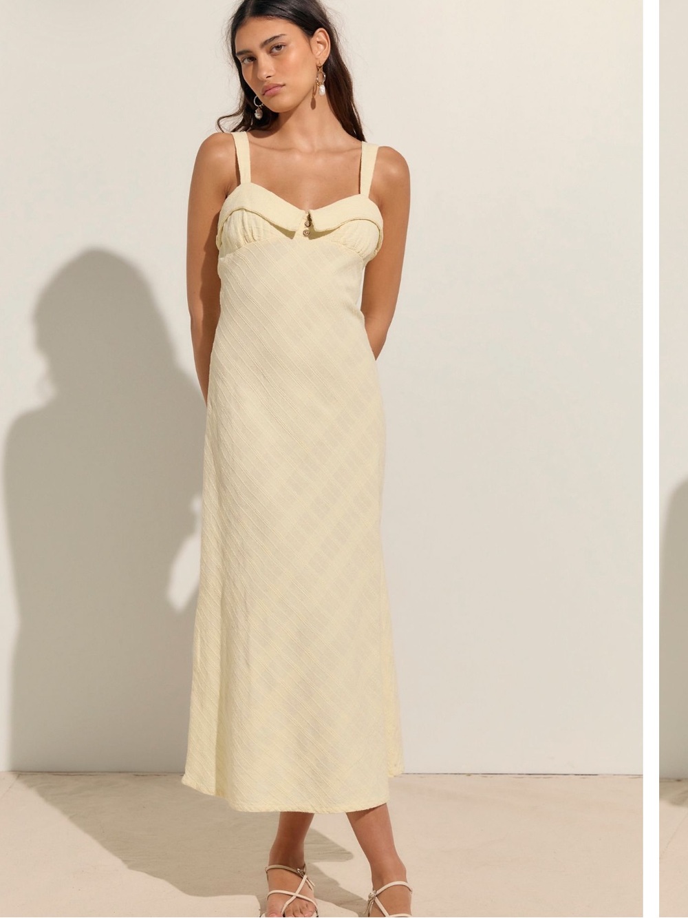 Free People Penelope Column Fold Over Collar Cute Midi Dress XL